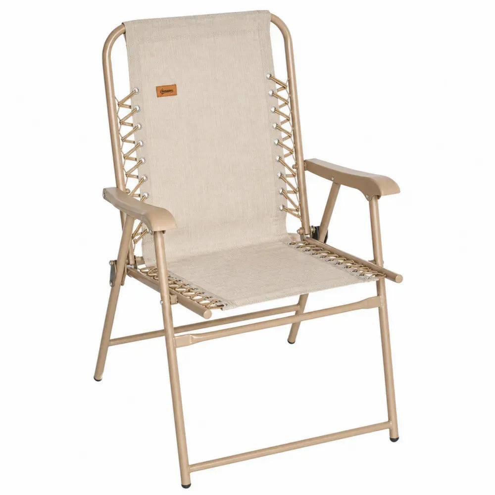 Klappbarer Gartenstuhl Relaxsessel mit Armlehnen 67 x 83 x 112 cm Stahl Textilene Polypropylen Beige Schwarz